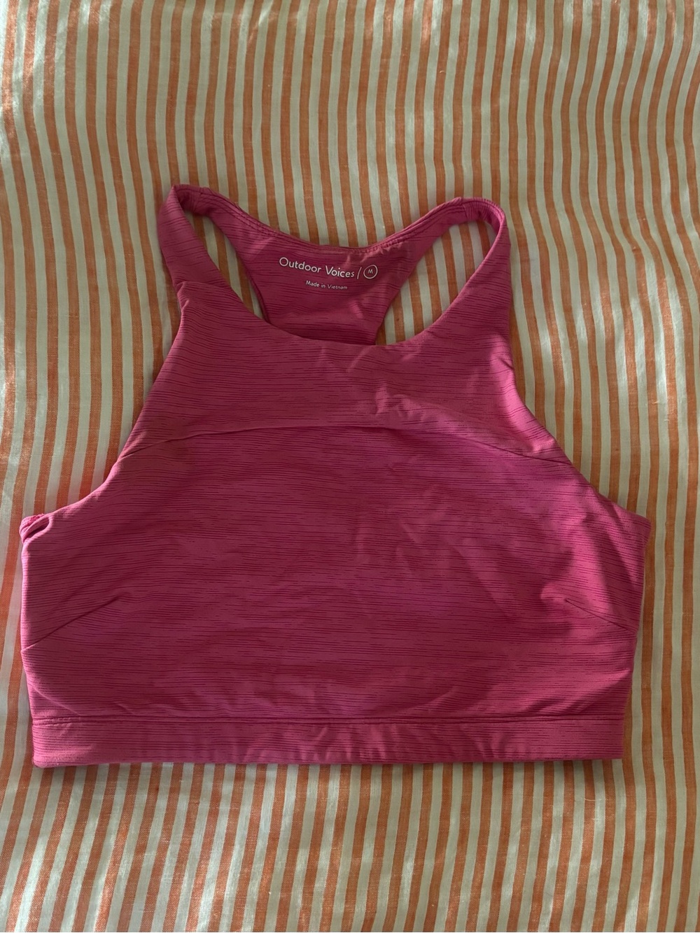 Outdoor Voices Magenta High-Neck Racerback Sports Bra